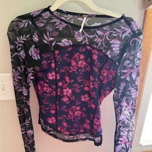Free people mesh long sleeve sweater